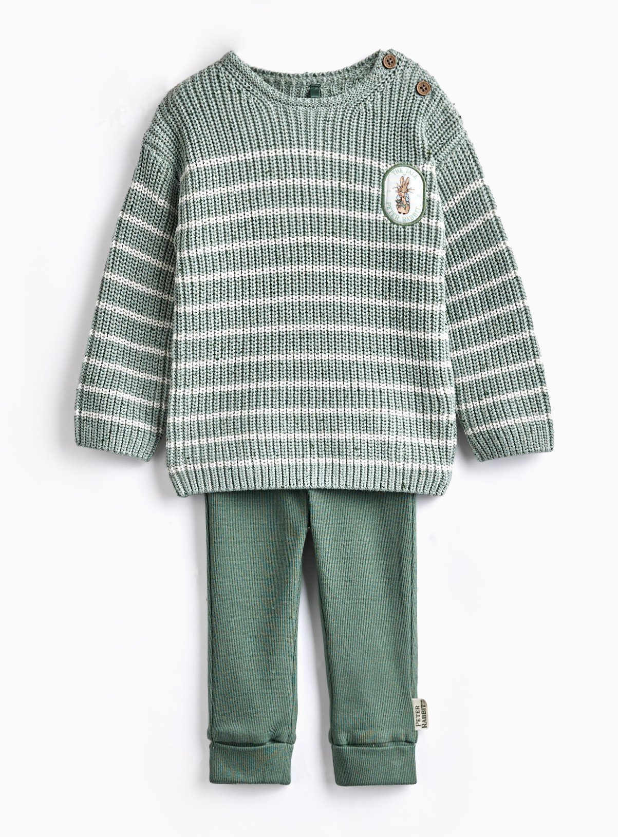 Green Peter Rabbit Knitted Jumper & Legging Set 2-3 years - Image 1 thumbnail